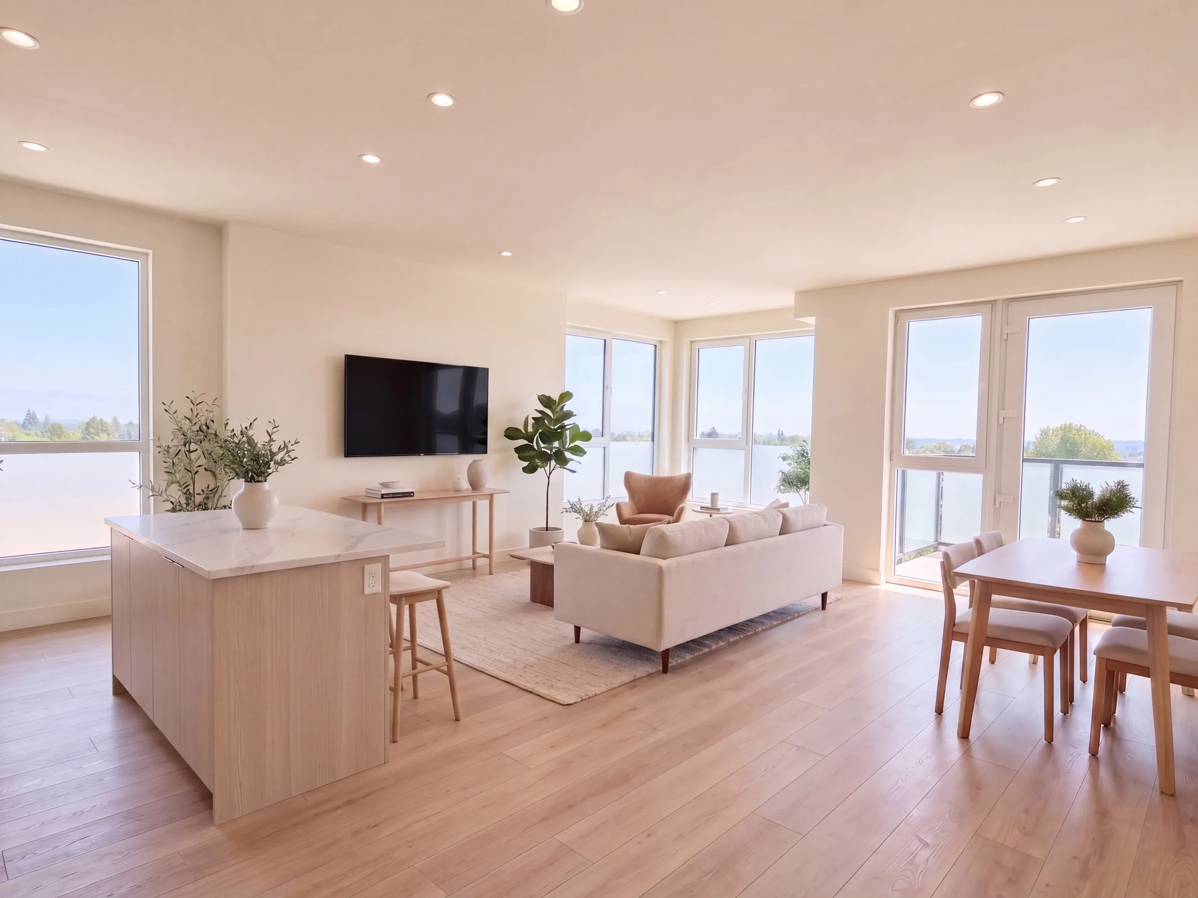 Unit 210 living and dining room — The Clark on 54th