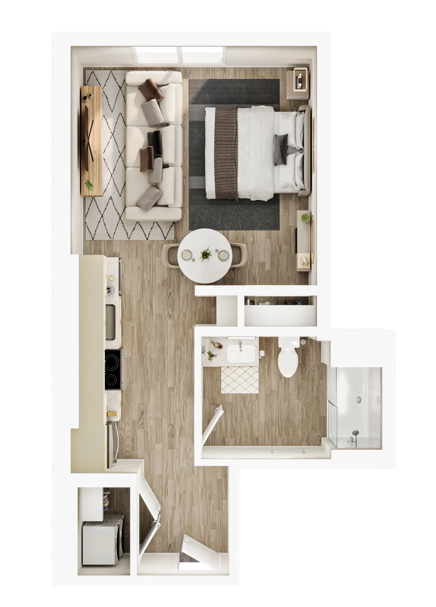 Plan A2 — Studio, 454 SF floor plan