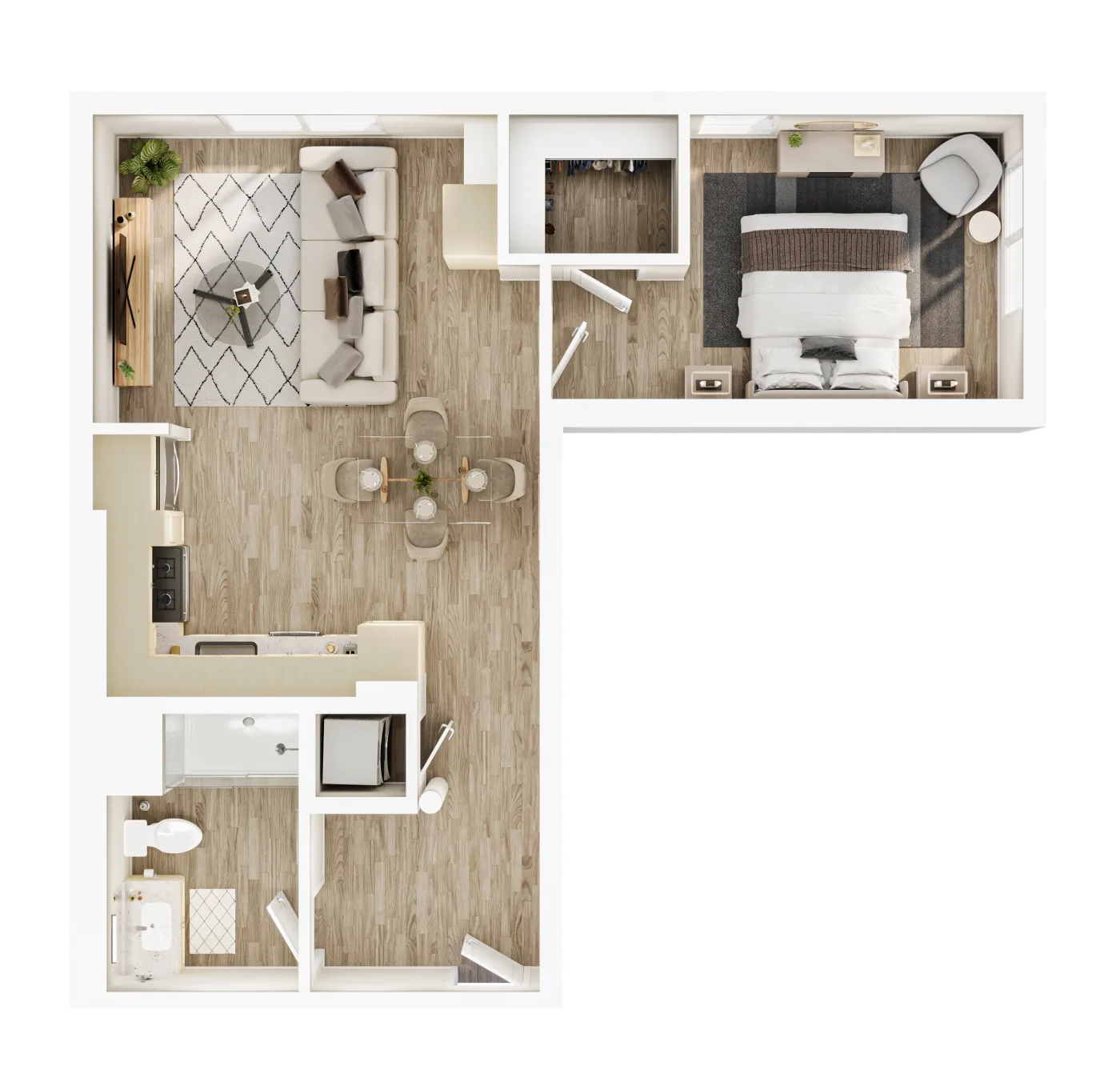 Plan B3 — 1 Bedroom, 680 SF floor plan