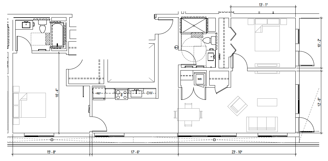 Plan C4 — 2 Bedroom, 1,129 SF floor plan
