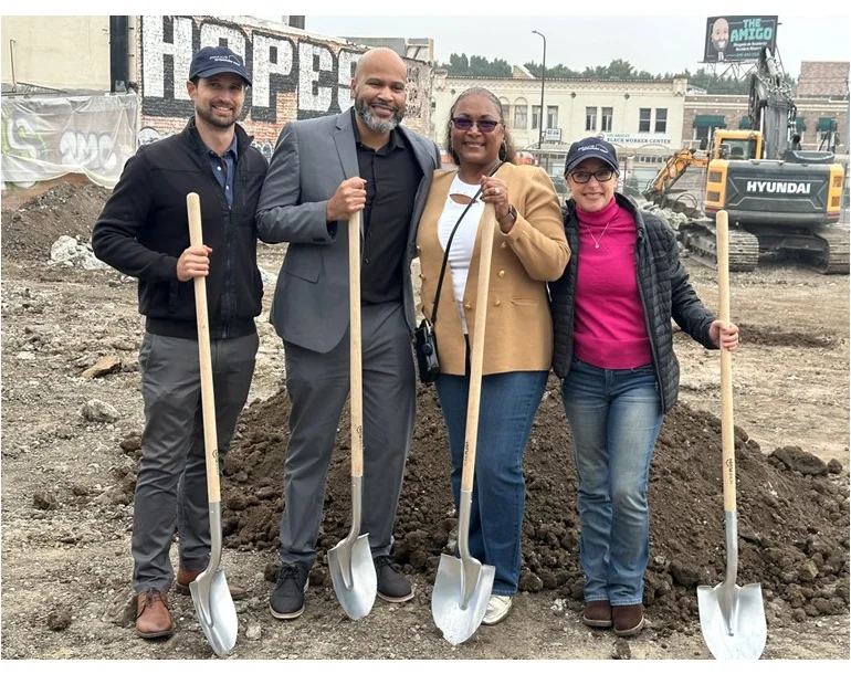 Charles Wise, Jamial Clark, Bridgette Reed, and Kacy Keys at the December 2024 groundbreaking of The Clark on 54th